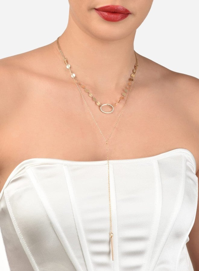 Ami Gold Tone 2 Layers Contemporary Lariat Chain For Women-ZPFK19383 - Image 3