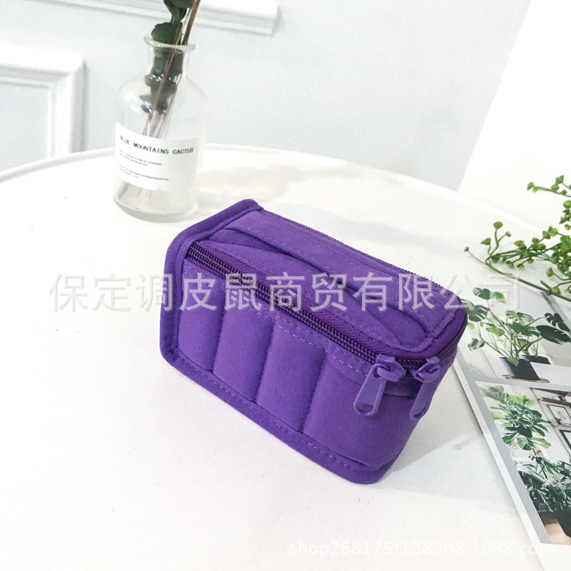 Cotton Cosmetic Toiletry Bag with 8 Grids - Image 3