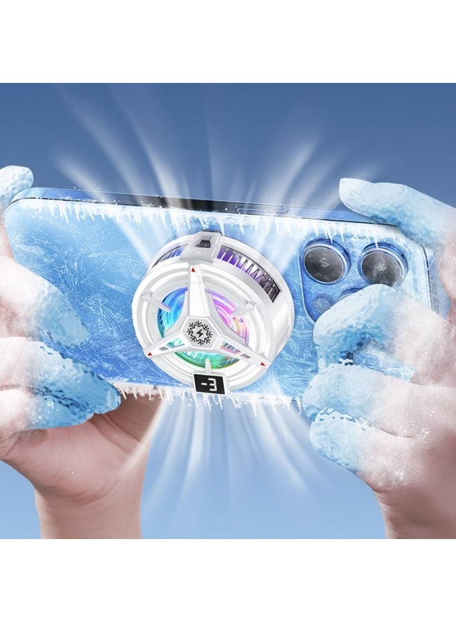Magnetic Semiconductor Phone Cooler with Digital Temperature Display, 3 Speed Adjustable RGB Light Phone Cooling Fan for Gaming Live Streaming, Clip-on Universal Mobile Phone Radiator Black - Image 3