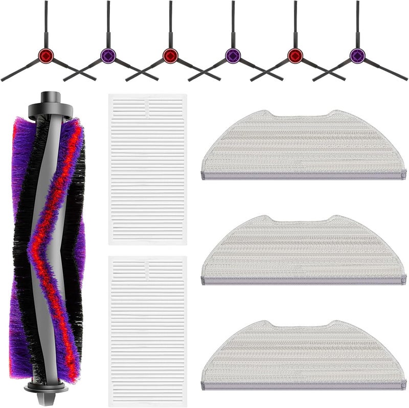 Alloytool All preference matching build 12 Piece Accessory Set for Eureka E10s Robot Vacuum Cleaner, Replacement Parts Includes 1 Main Brush, 2 HEPA Filters, 3 Wipes, 6 Side Brushes Moisture wear upgraded quality - Image 1