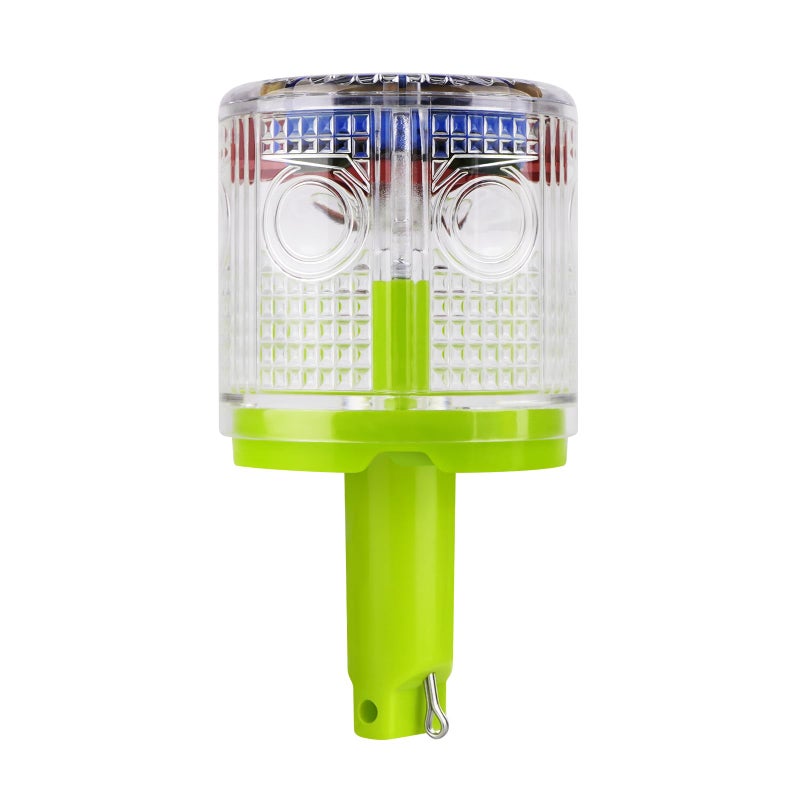 Aolyty Solar Strobe Warning Light 360 Degree Single Column Super Bright Waterproof IP54 for Construction Traffic Dock Marine Light Control Flashing (White) - Image 1