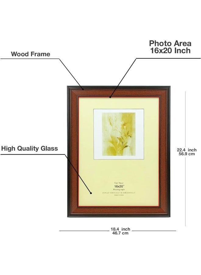 Decorhills DECORHILLS FRAMES & DECOR Rectangular Glass Photo with Wood, Wall Mount Display for 16x20 Inches Picture  - Image 5