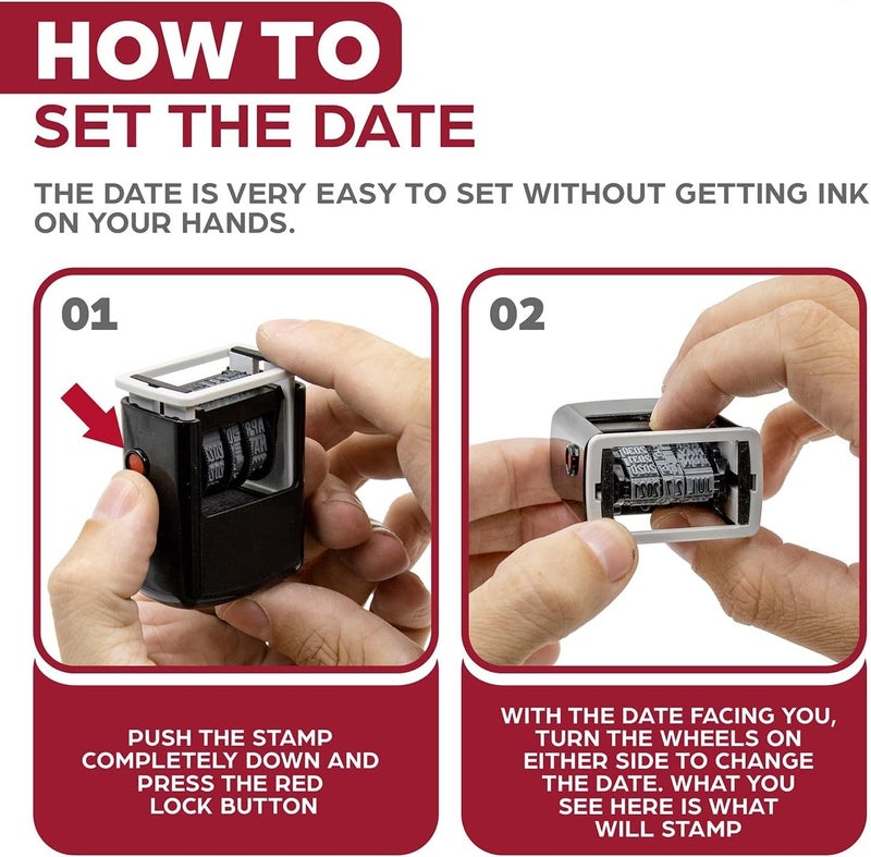 Dinojames Mini Dater D-300 Self Inking Stamp (Blue Ink) | 4mm Letter Size Date Stamp for Office, Bills, Documents & Packaging - Image 5