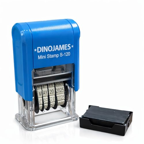 Dinojames Mini Dater D-300 Self Inking Stamp (Blue Ink) | 4mm Letter Size Date Stamp for Office, Bills, Documents & Packaging - Image 2