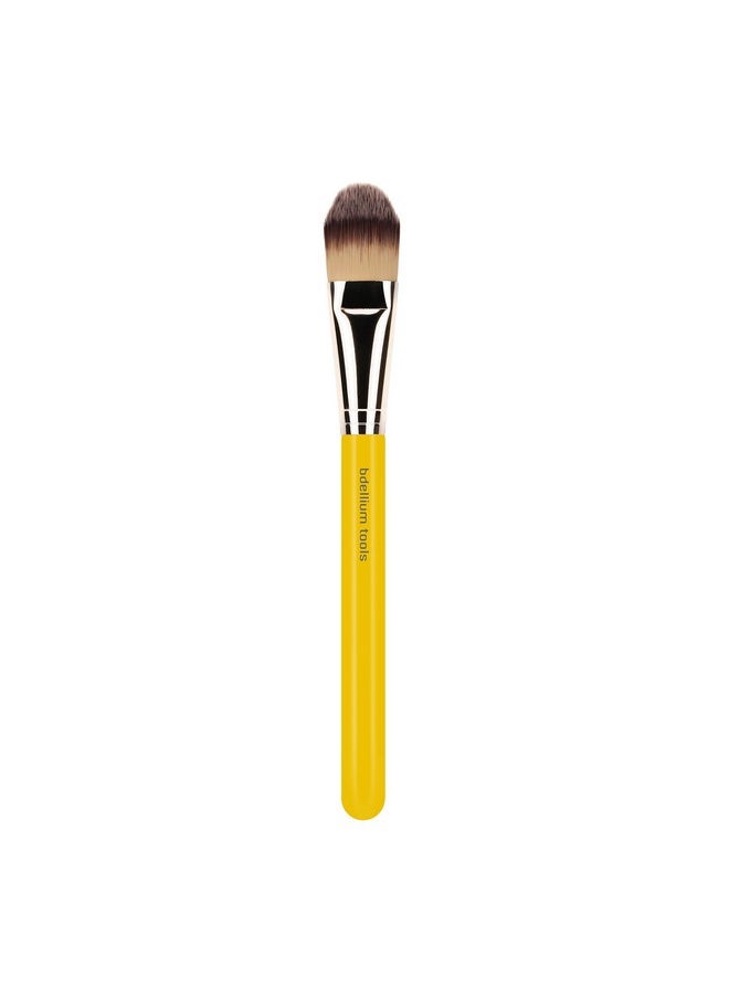 بديليوم تولز فرشاة مكياج احترافية من Bdellium Tools - سلسلة Studio 948 كريم أساس - بألياف صناعية ناعمة، لكريم الأساس وإخفاء العيوب (أصفر، قطعة واحدة)  - Image 1
