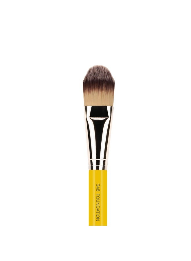 بديليوم تولز فرشاة مكياج احترافية من Bdellium Tools - سلسلة Studio 948 كريم أساس - بألياف صناعية ناعمة، لكريم الأساس وإخفاء العيوب (أصفر، قطعة واحدة)  - Image 2