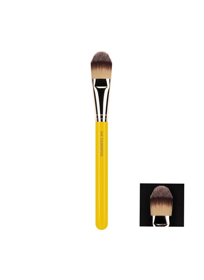 بديليوم تولز فرشاة مكياج احترافية من Bdellium Tools - سلسلة Studio 948 كريم أساس - بألياف صناعية ناعمة، لكريم الأساس وإخفاء العيوب (أصفر، قطعة واحدة)  - Image 3