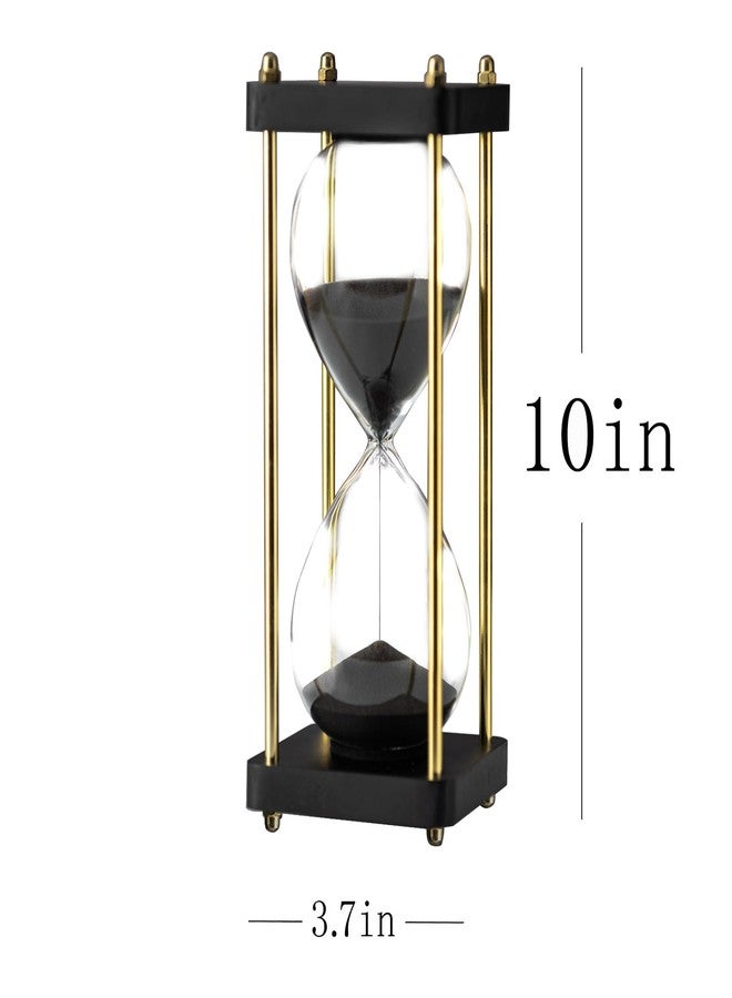 ELAINESTORE Hourglass Timer 60 Minute with Golden Pillars, Black Wooden Base Decorative Sand Timer (Black Sand, Large Size) - Image 3