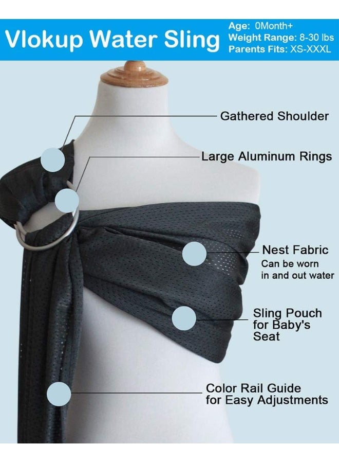 Vlokup Baby Water Ring Sling Carrier | Lightweight Breathable Mesh Baby Wrap for Infant, Newborn, Kids and Toddlers | Perfect for Summer, Swimming, Pool, Beach | Great for Dad Too Champagne - Image 2