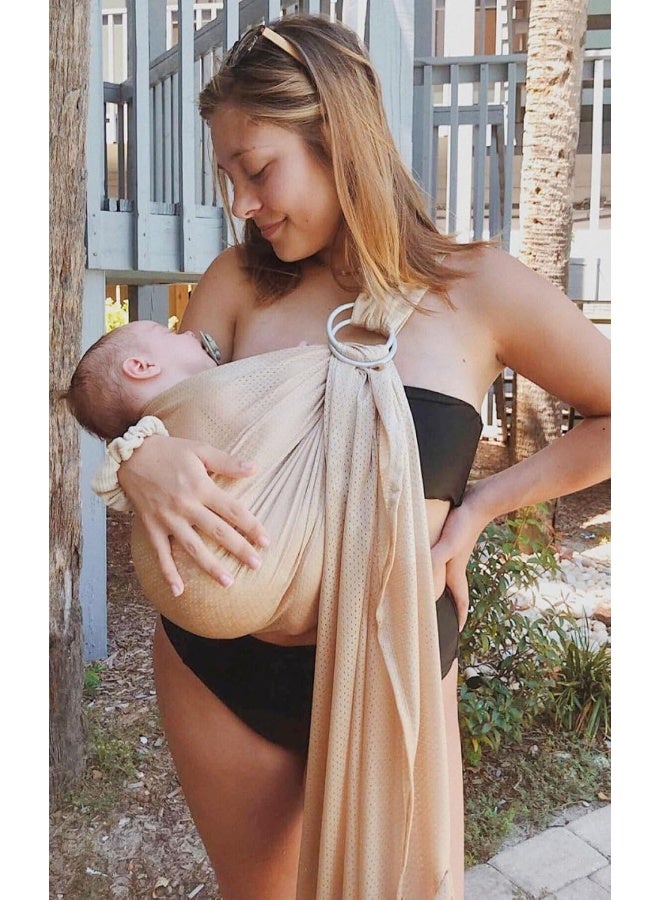 Vlokup Baby Water Ring Sling Carrier | Lightweight Breathable Mesh Baby Wrap for Infant, Newborn, Kids and Toddlers | Perfect for Summer, Swimming, Pool, Beach | Great for Dad Too Champagne - Image 5