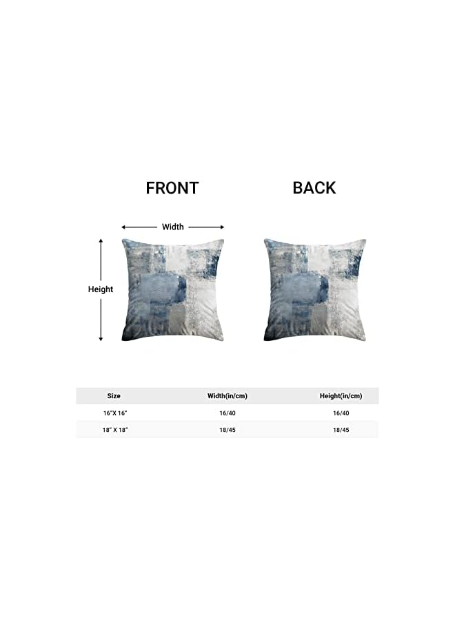 The Bros Navy Blue Grey Throw Pillow Covers, Gray White Modern Abstract Art Painting Throw Pillows for Couch, Blue Pillow Covers 18x18 Inch 2 Pcs Square Cushion Cover Gift for Couch Sofa - Image 4