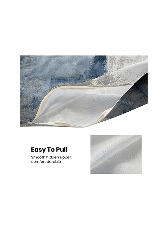 The Bros Navy Blue Grey Throw Pillow Covers, Gray White Modern Abstract Art Painting Throw Pillows for Couch, Blue Pillow Covers 18x18 Inch 2 Pcs Square Cushion Cover Gift for Couch Sofa - Image 5