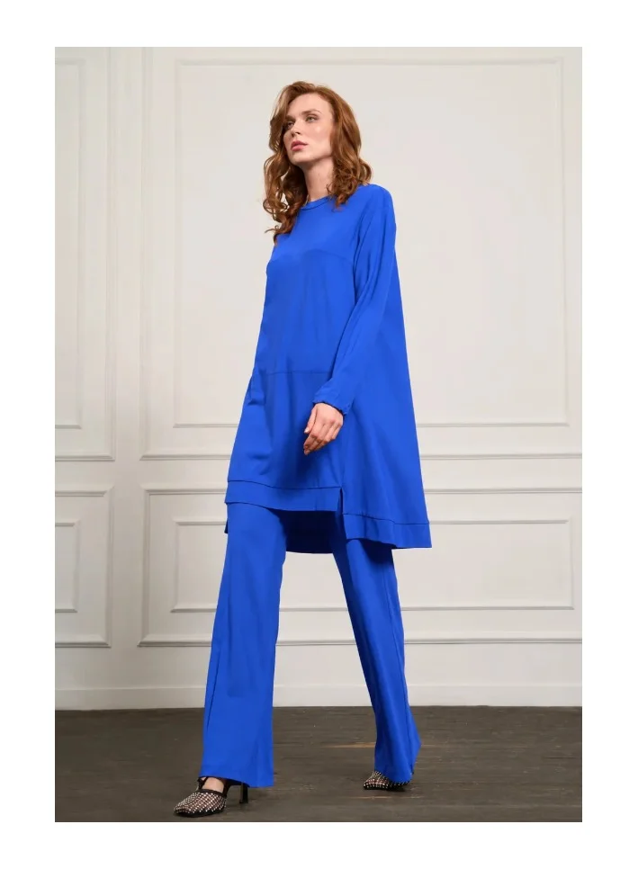 Elegant Relaxed Long Tunic for Women - Royal Blue
