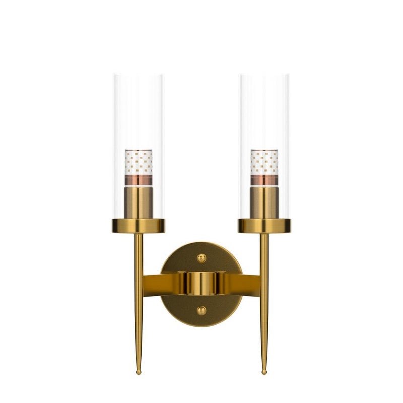 CITRA 2 Light Golden Metal Clear Glass Long Wall Light - Gold Warm White - Image 4