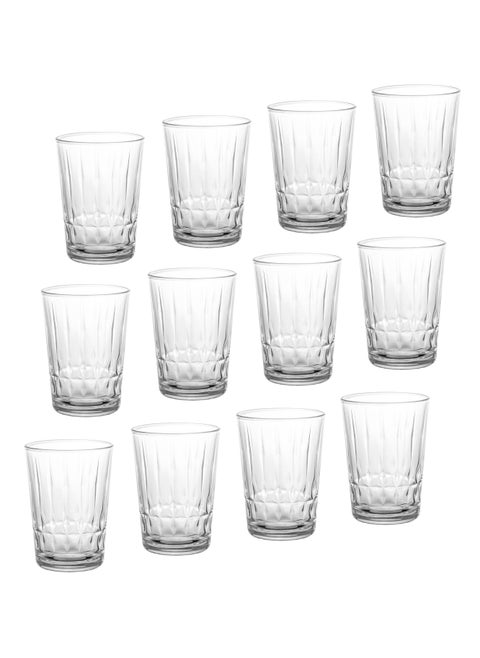 12 Pieces A Set Of Cups For Turkish Water And Tea Clear Round Glass 235 ML