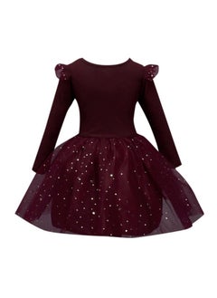 Hopscotch Hopscotch Girls Knee Length Party Dresses in Burgundy Color for Ages (2-3 Years)  - Image 2