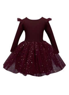 Hopscotch Hopscotch Girls Knee Length Party Dresses in Burgundy Color for Ages (2-3 Years)  - Image 1