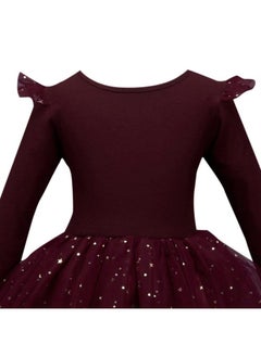 Hopscotch Hopscotch Girls Knee Length Party Dresses in Burgundy Color for Ages (2-3 Years)  - Image 3