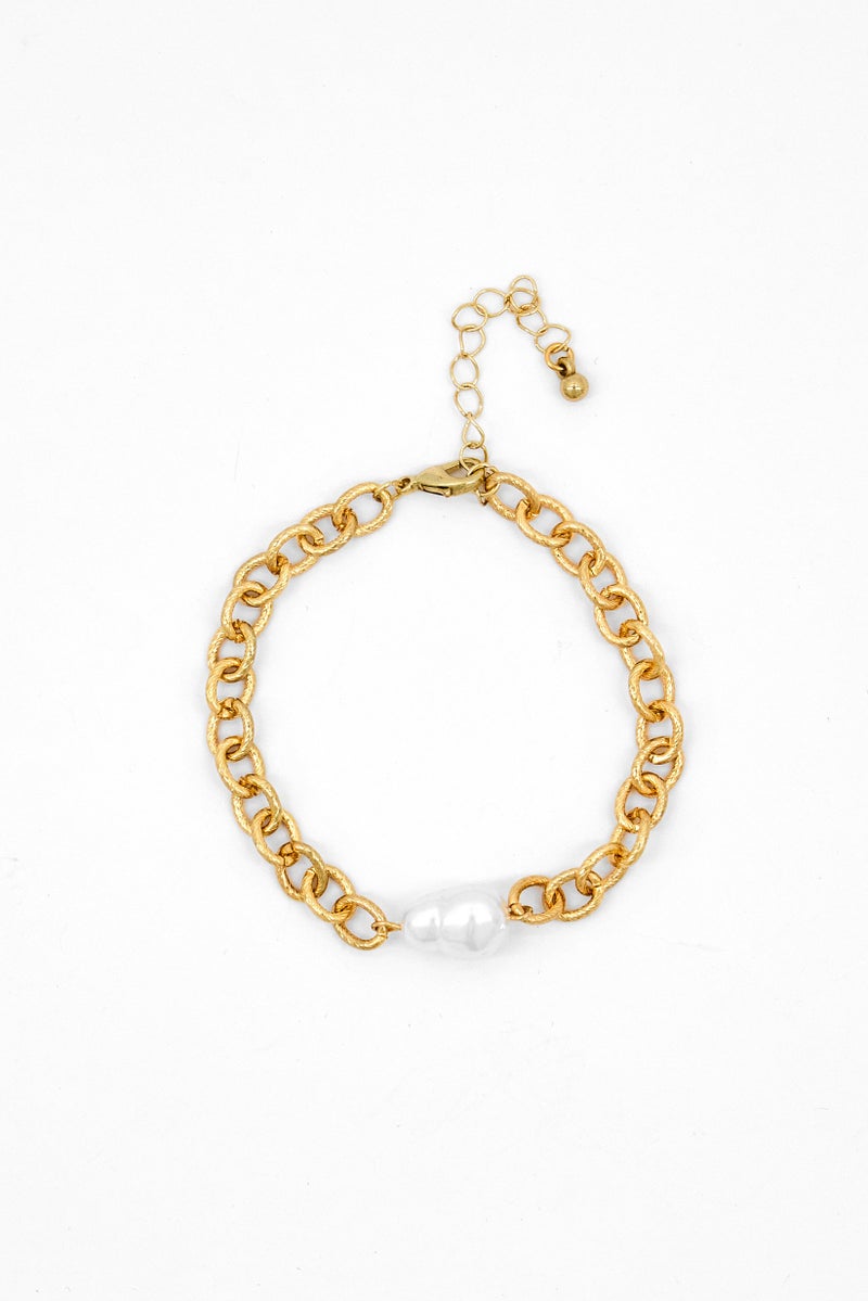 Caracol Women Stainless Steel Glass Bead Bracelet, Gold  - Image 3