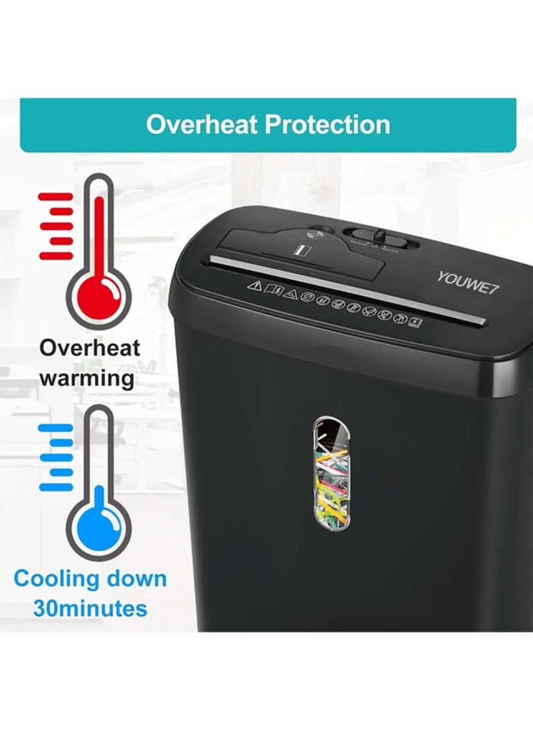 Generic YOUWE7 Paper Shredder for Home Office, 8-Sheet Strip Cut with 3.17 Gallon Basket, P-2 Security Level, 3-Mode Design Shred CD & Credit Card, Durable&Fast with Jam Proof System, Black  - Image 3