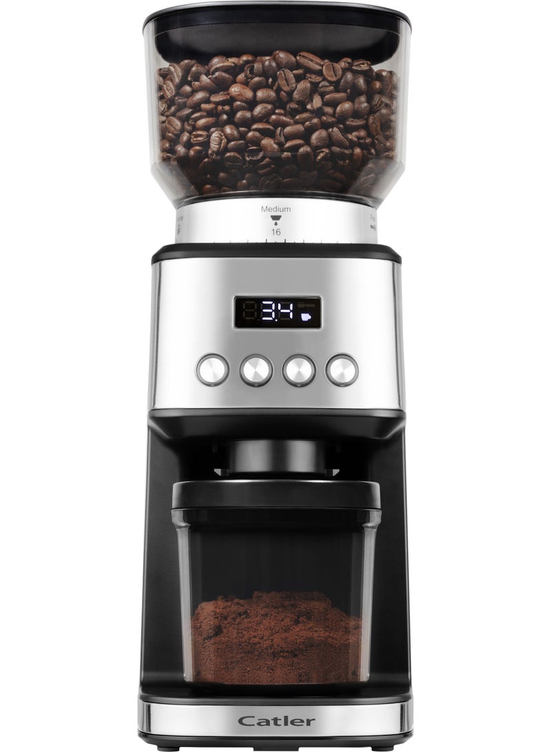 كاتلر Catler CG 510 Coffee Grinder with 31 Grind Settings, Touch LCD Display, Stainless Steel Burr Grinder, 250g Bean Hopper, Grind for Espresso, French Press & Turkish Coffee - Image 3