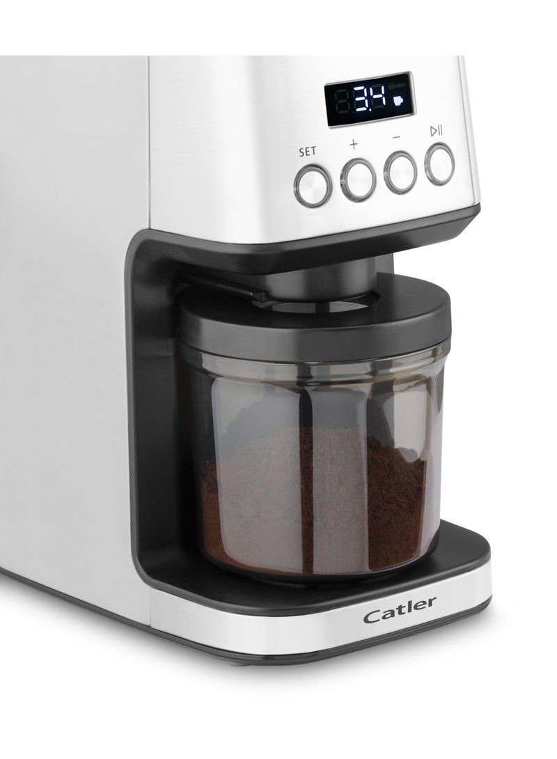 كاتلر Catler CG 510 Coffee Grinder with 31 Grind Settings, Touch LCD Display, Stainless Steel Burr Grinder, 250g Bean Hopper, Grind for Espresso, French Press & Turkish Coffee - Image 5