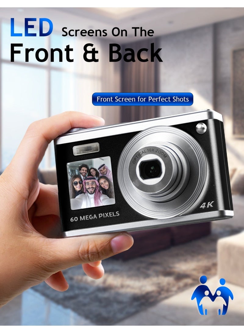 Litus 6000MP CCD Digital Camera, 4K Ultra HD Video Camera, 10X Optical Zoom & 16X Digital Zoom, Anti-Shake & Time Lapse & Continuous Shot, YouTube Camera (Black) - Image 5