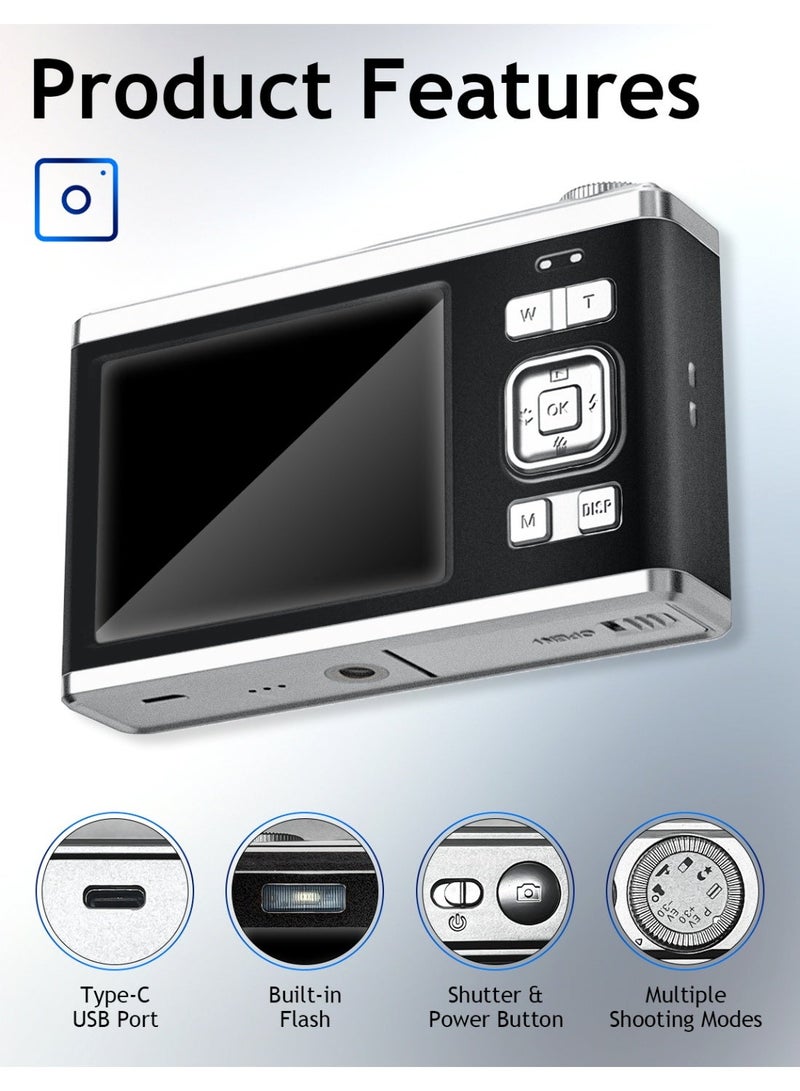 Litus 6000MP CCD Digital Camera, 4K Ultra HD Video Camera, 10X Optical Zoom & 16X Digital Zoom, Anti-Shake & Time Lapse & Continuous Shot, YouTube Camera (Black) - Image 2