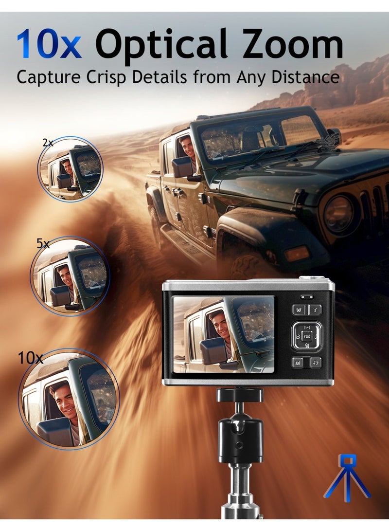 Litus 6000MP CCD Digital Camera, 4K Ultra HD Video Camera, 10X Optical Zoom & 16X Digital Zoom, Anti-Shake & Time Lapse & Continuous Shot, YouTube Camera (Black) - Image 4