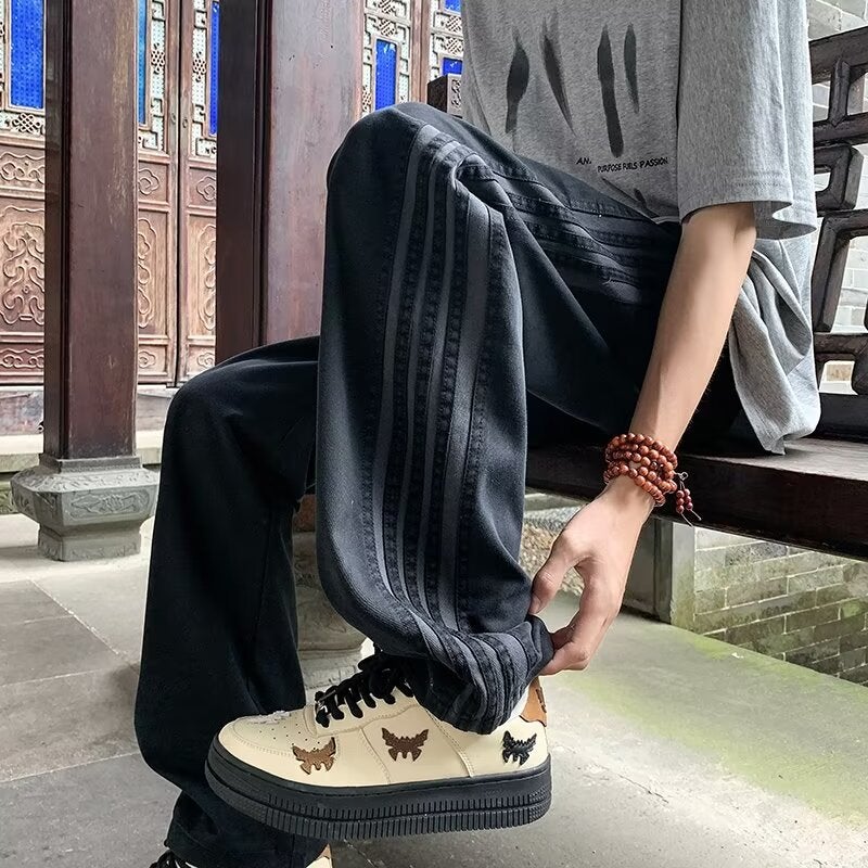 American-Style High Street Men'S Loose Straight Striped Casual Pants Teenager Fashionable Brand New All-Match Pants - Image 4