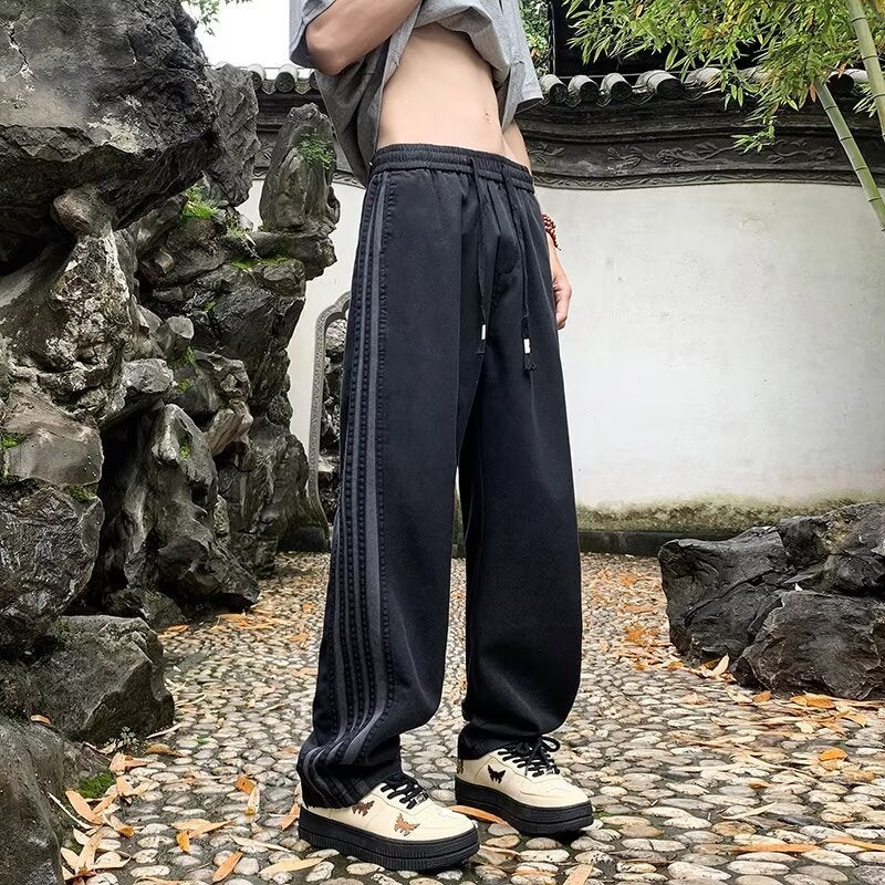 American-Style High Street Men'S Loose Straight Striped Casual Pants Teenager Fashionable Brand New All-Match Pants - Image 2