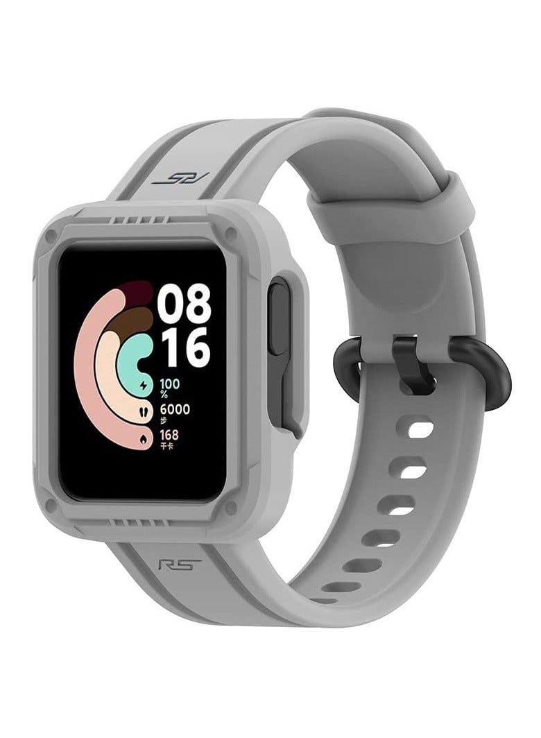 سوار معصم بديل من السيليكون الناعم المتين من مادة TPU للرجال والنساء لساعة Xiaomi Mi Watch Lite/Redmi Watch 2 Lite (رمادي)