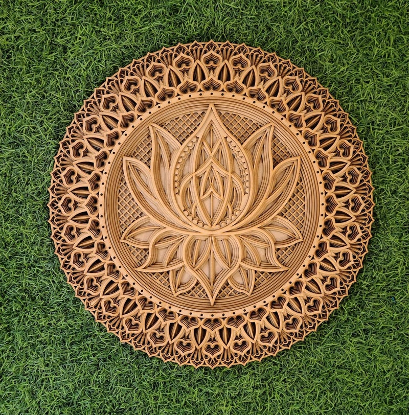 Multi-Layer Lotus Wooden Mandala – Handcrafted 3D Wall Art for Yoga, Meditation, and Décor – Eco-Friendly Wooden Art  - Image 2