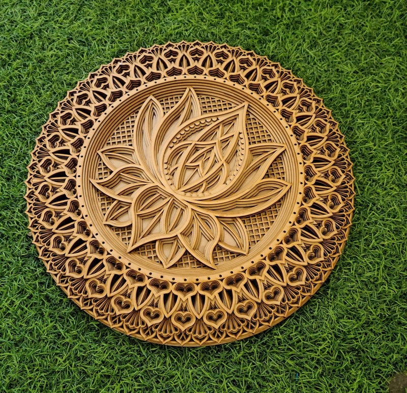 Multi-Layer Lotus Wooden Mandala – Handcrafted 3D Wall Art for Yoga, Meditation, and Décor – Eco-Friendly Wooden Art  - Image 3