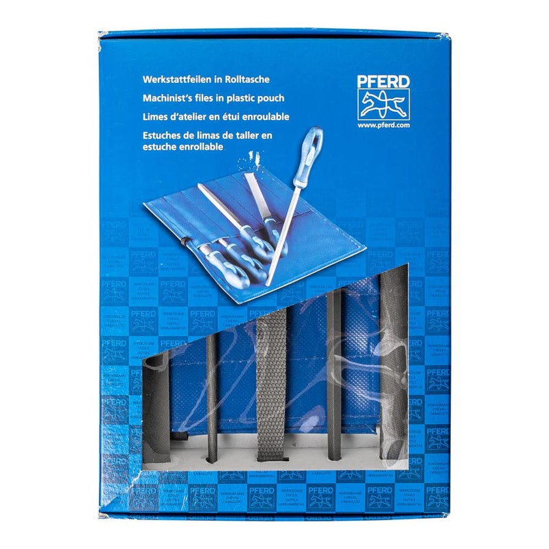 PFERD 5-Piece Machinist File Set â€“ 8" Bastard Coarse Cut â€“ with Ergonomic Handles & Plastic Pouch (WRU) â€“ for Universal Roughing & Finishing â€“ Part 16077 - Image 1