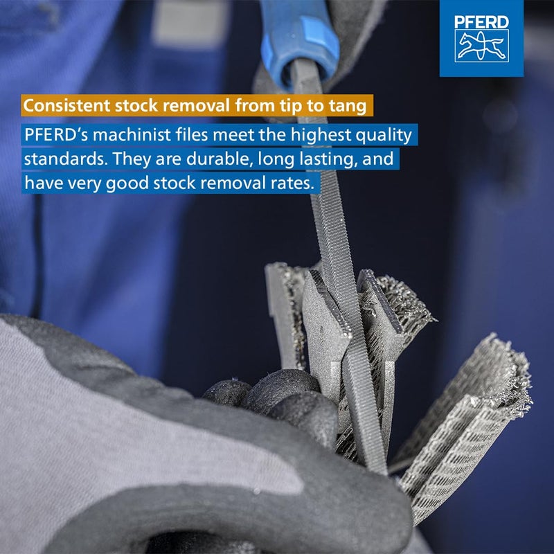 PFERD 5-Piece Machinist File Set â€“ 8" Bastard Coarse Cut â€“ with Ergonomic Handles & Plastic Pouch (WRU) â€“ for Universal Roughing & Finishing â€“ Part 16077 - Image 5
