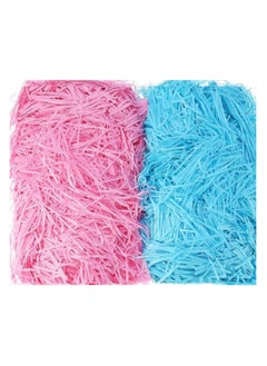 Boxwoods Pink And Blue Shredded Tissue Paper for Hamper Basket and Gift Box Filling 100 Gram Pack For Baby Shower 