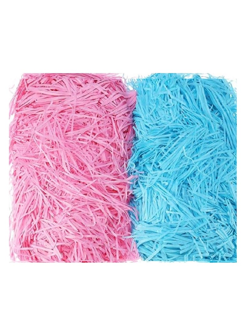 Boxwoods Pink And Blue Shredded Tissue Paper for Hamper Basket and Gift Box Filling 100 Gram Pack For Baby Shower