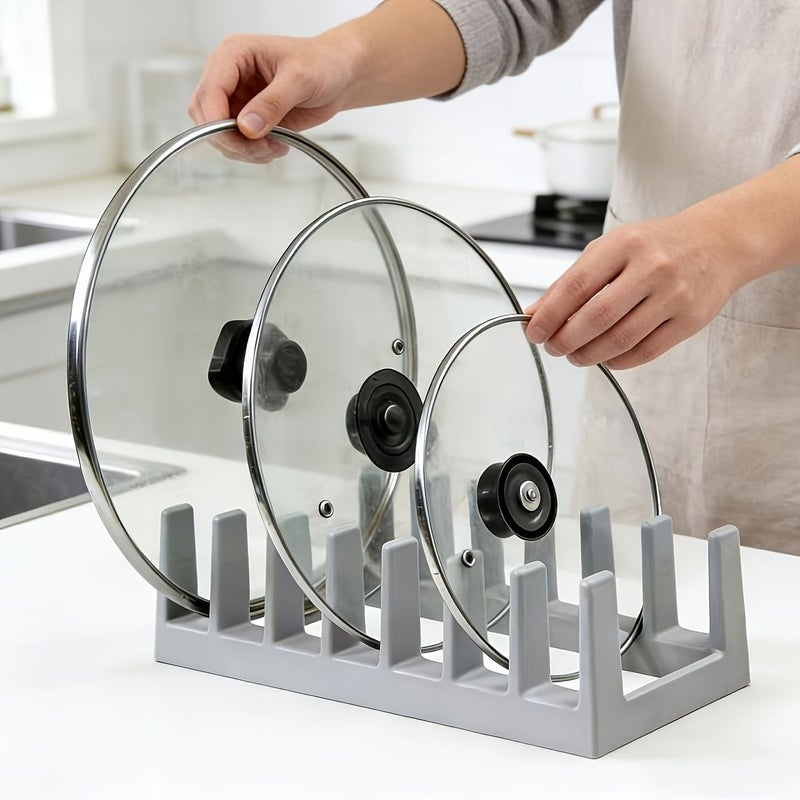 2 Pcs Grey Multipurpose Kitchen Storage Rack For Pot Lid Soup Spoon Cutting Board And Dish Drainage Organizer - Image 3