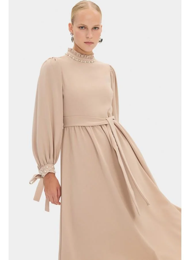 JUNE Belted Maxi Dress