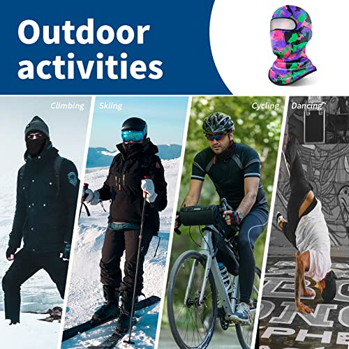 YESLIFE Purple Camouflage Balaclava Ski Mask for Men and Women, Winter Face Mask, Shiesty for Skiing, Snowboarding & Motorcycle - Image 3