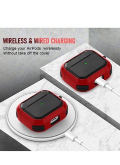 Generic AirPods 3 Case Cover with Keychain Upgraded Armor Shockproof Hard-Shell Protective TPU Compatible for Airpods 3rd Generation Case for Women Men (Front LED Visible) Red  - Image 3