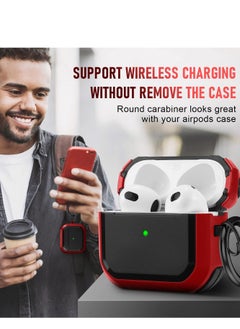 Generic AirPods 3 Case Cover with Keychain Upgraded Armor Shockproof Hard-Shell Protective TPU Compatible for Airpods 3rd Generation Case for Women Men (Front LED Visible) Red  - Image 4