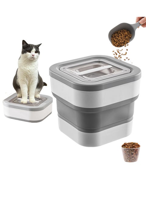 Dog Food Storage Container 5-35 Lbs Collapsible Pet Food Container Kitchen Nuts Cereal Leak Proof Sealable Storage Box with Scoop and Airtight Lid Moisture Insect and Dust Proof TPR Material