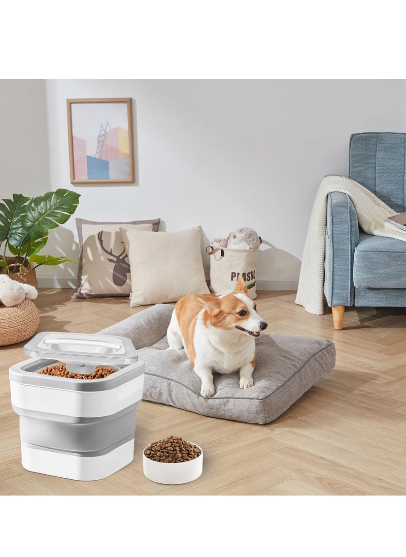 SYOSI - Dog Food Storage Container 5-35 Lbs Collapsible Pet Food Container Kitchen Nuts Cereal Leak Proof Sealable Storage Box with Scoop and Airtight Lid Moisture Insect and Dust Proof TPR Material - Image 1