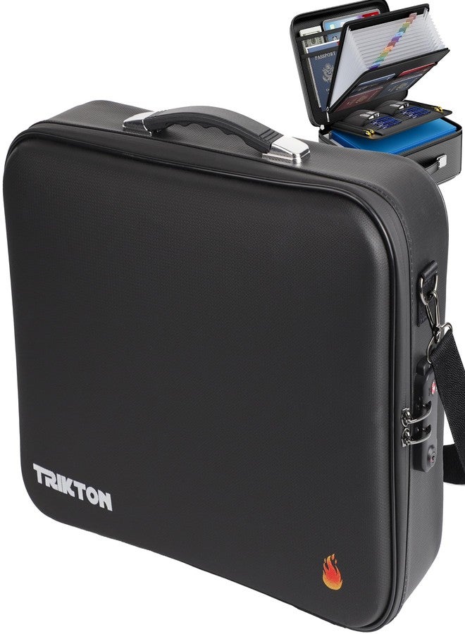 TRIKTON XXL Legal-Size Fire & Water-Resistant Document Box with TSA Lock - Hard-Shell Case (17×13×6 in) Hard Case File Organizer for Important Documents, Laptop, Passport, Wills & Certificates (Black) - Image 1