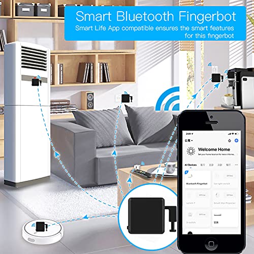SENCKIT Smart Switch Button Pusher: Switch Bot Button Pusher, Tuya App or Timer Control, No Wiring, Add a Hub Compatible with Alexa/Google Home, Smart Bluetooth Fingerbot for Any Buttons and Switches (Black) - Image 3
