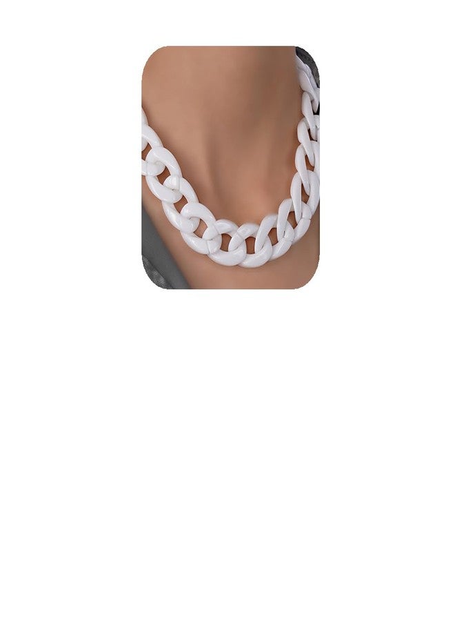 YERTTER Cute Colorful Acrylic Choker Chunky Chain Choker Necklace Resin Punk Chain Party Hip Hop (B-Pure White) - Image 1