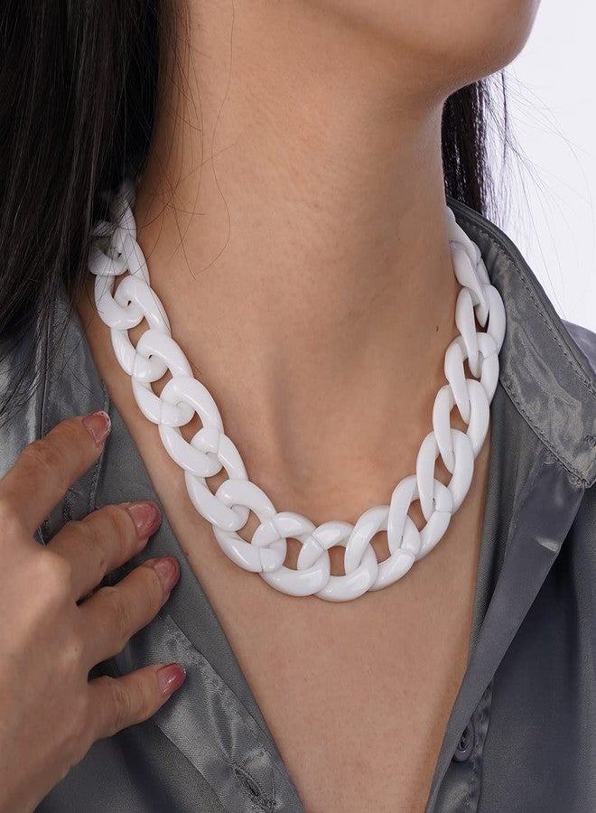 YERTTER Cute Colorful Acrylic Choker Chunky Chain Choker Necklace Resin Punk Chain Party Hip Hop (B-Pure White) - Image 3