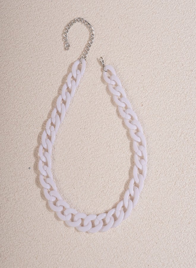 YERTTER Cute Colorful Acrylic Choker Chunky Chain Choker Necklace Resin Punk Chain Party Hip Hop (B-Pure White) - Image 5